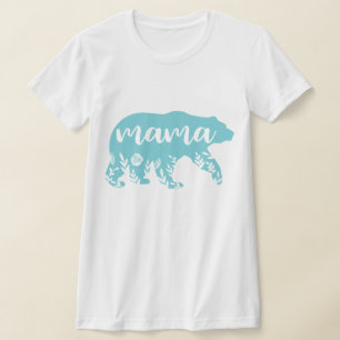T-shirt Fleurs turquoise de l'ours de maman