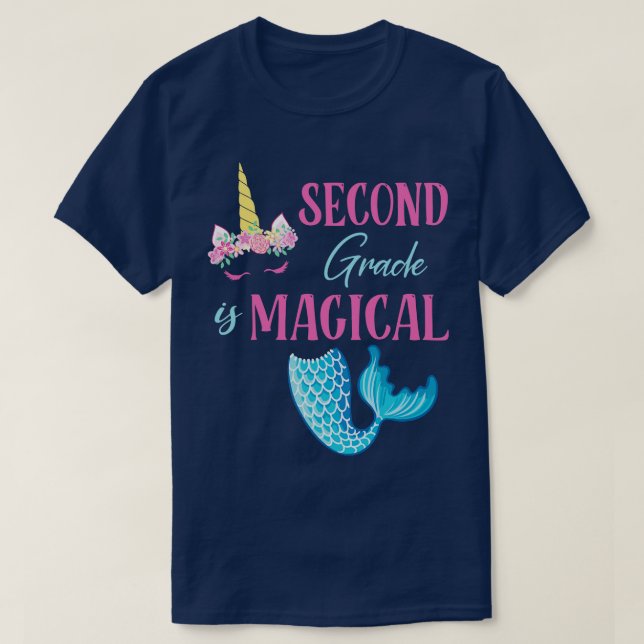 T-shirt Fleurs Unicorn Mermaid de deuxième qualité (Design devant)