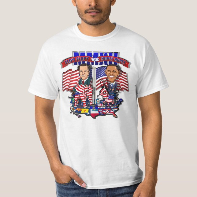 T-shirt Flipy Flopy contre la satire 2012 de Romney Obama (Devant)