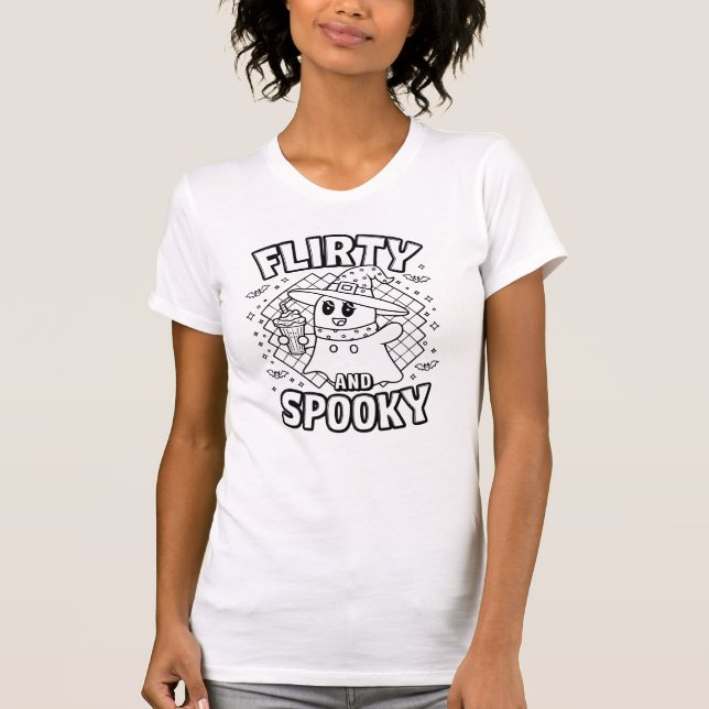 T-shirt Flirté et Éffrayant fantôme d'Halloween (Devant)