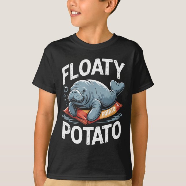 T-shirt Floaty Tatoes Manatee Funny Sea Cow Ocean Animal L (Devant)