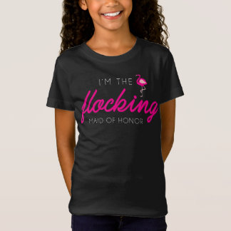 T-Shirt Flocking Maid Of Honor Flamant rose Bachelorette P