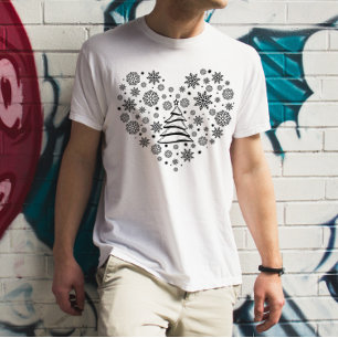 T-shirt Flocon de neige Coeur Arbre de Noël