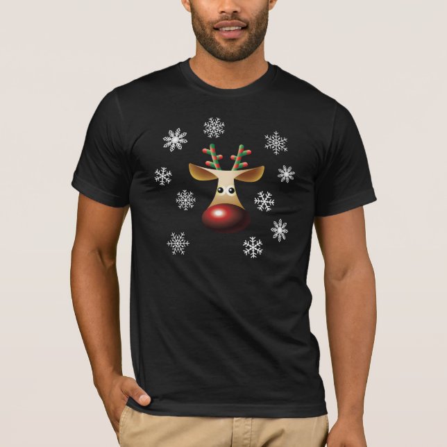 T-shirt Flocons de neige flairés rouges de Rudolf (Devant)