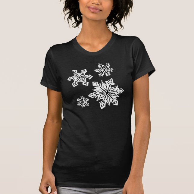 T-SHIRT FLOCONS DE NEIGE NOIRS ET BLANCS (Devant)