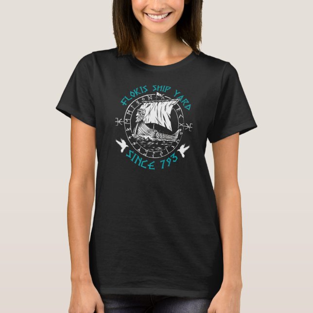 T-shirt Flokis Ship Yard Depuis 793 Runic Circle Floki Vik (Devant)