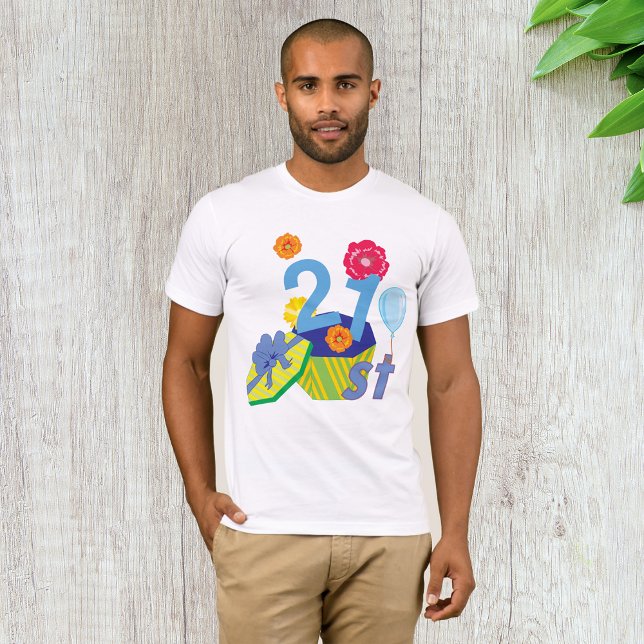 T-Shirt Floral 21e Anniversaire Homme (Créateur téléchargé)