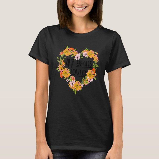 T-shirt Floral 47 Anniversaire 47 Anniversaire Aimé 47ème  (Devant)