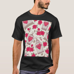 T-shirt Floral Bird Cages Rose Motif