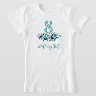T-Shirt Floral bleu 8e anniversaire