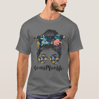 T-shirt Floral Bonus Maman Vie Cheveux Bandana Lunettes Fl