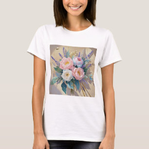 T-shirt Floral Bouquet peonys lavande