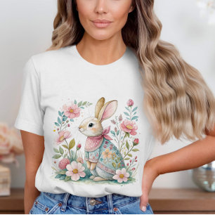 T-Shirt Floral Bunny Pastel