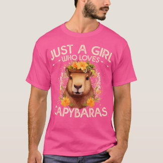 T-shirt Floral Capybara Juste Une Fille Qui Aime Les Capyb