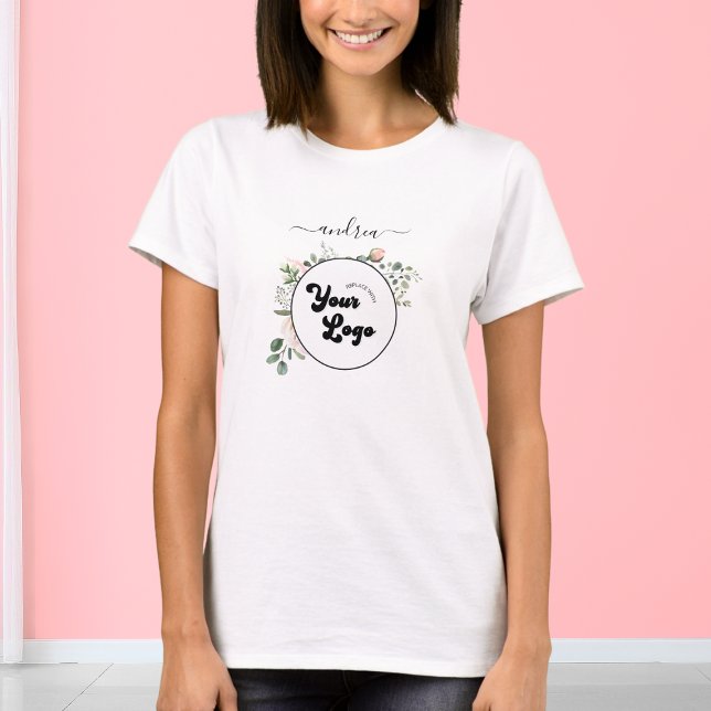 T-shirt Floral Custom Logo Business Salon Hairstylist (Créateur téléchargé)