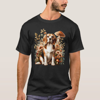 T-shirt Floral de champignons esthétiques beagles pour fil