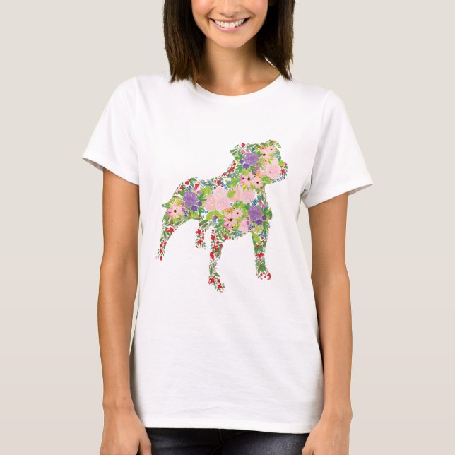 T-shirt Floral de Staffordshire Bull Terrier (Devant)