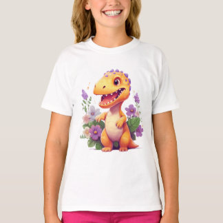 T-Shirt Floral Dinosaur - Adorable Dino Lover