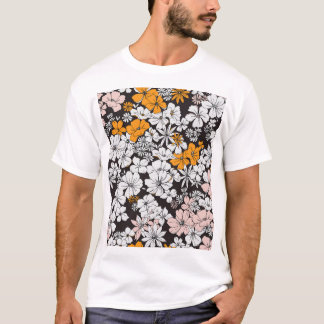 T-shirt Floral Ditsy : Arrière - plan foncé coloré.