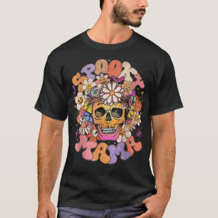 T-shirt Floral Éffrayant Mama Rétro Halloween Super S