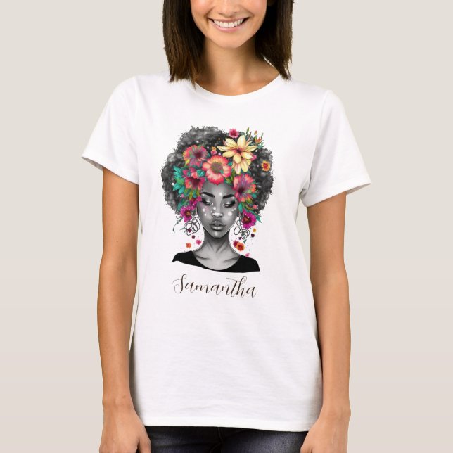 T-shirt Floral Elegant Afro Femme (Devant)