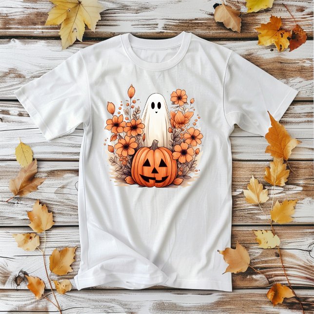 T-shirt Floral Halloween Citrouille Ghost (Créateur téléchargé)