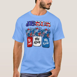 T-shirt Floral Jésus Mon Dieu Mon Roi Mon Seigneur, Blanc