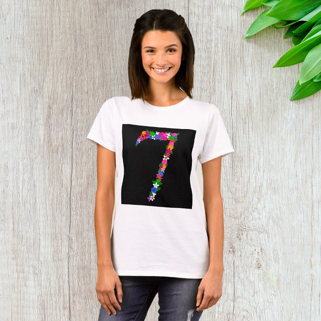 T-shirt Floral Number Seven Botanical Flower Design (Créateur téléchargé)