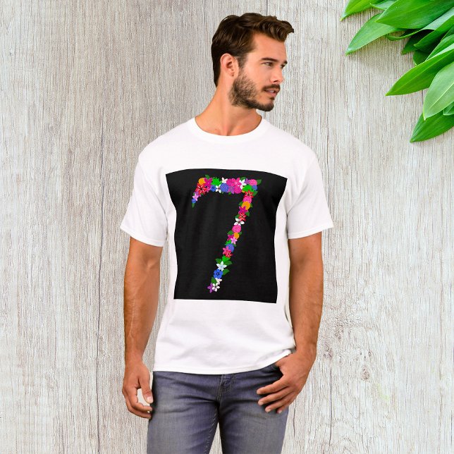 T-shirt Floral Number Seven Botanical Flower Design (Créateur téléchargé)