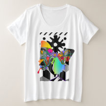 T-Shirt floral papillon féminin de taille plus