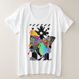 T-Shirt floral papillon féminin de taille plus