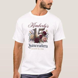T-Shirt Floral pour fête de Quinceanera 15 ans