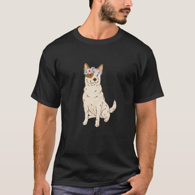 T-shirt Floral Red Heeler Amateurs Australian Cattle Chien (Devant)