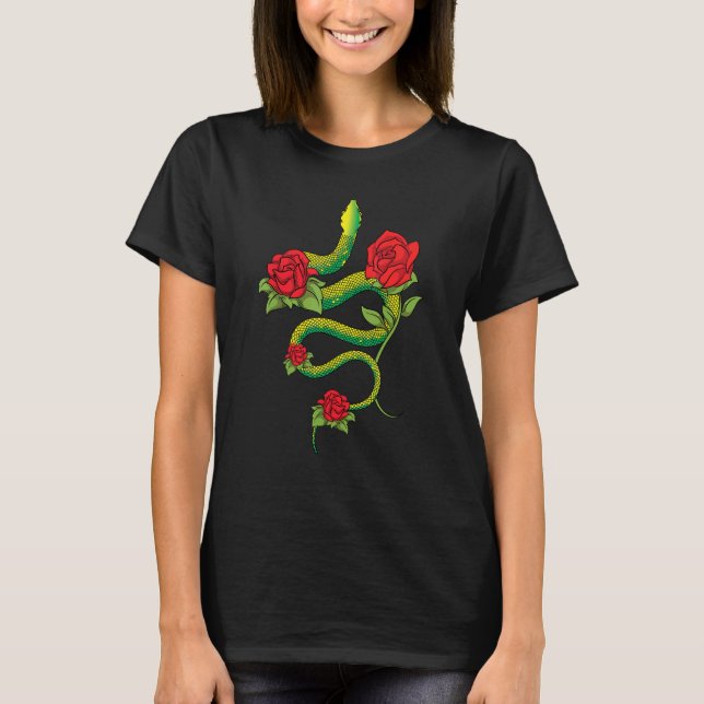 T-shirt Floral Reptile Keeper Animal   Roses Snake   Snake (Devant)