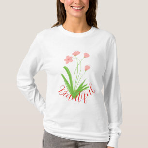 T-shirt Floral Rose Et Vert
