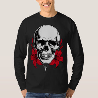 T-shirt Floral Skull Graphic Design