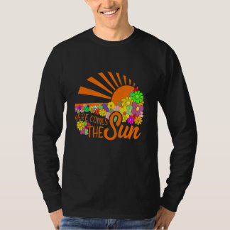 T-shirt Floral Summer Retro Voici Le Soleil Vibrant Col