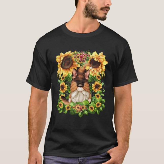 T-shirt Floral Sunflower Mom Pattern Cute German Shepherd  (Devant)