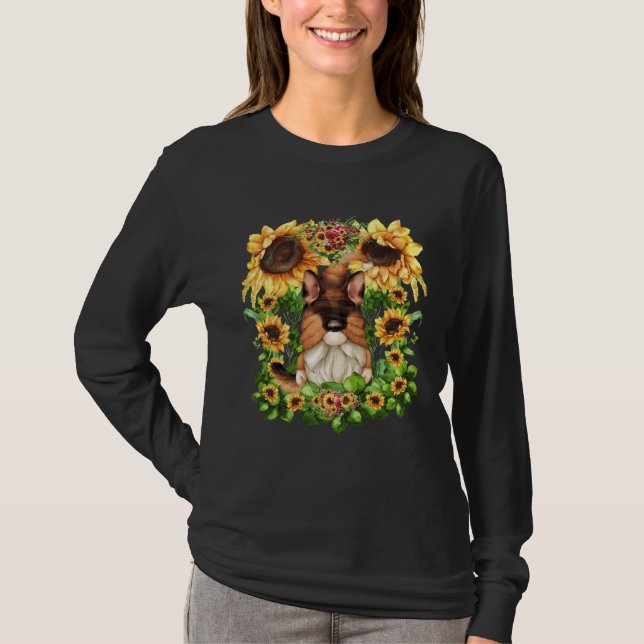 T-shirt Floral Sunflower Mom Pattern Cute German Shepherd  (Devant)