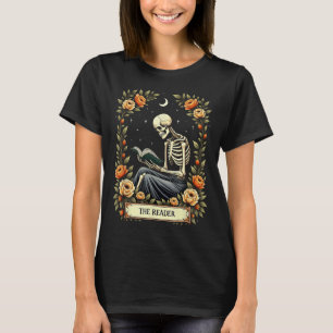 T-shirt Floral Tarot Card The Reader Skeleton Reading Book