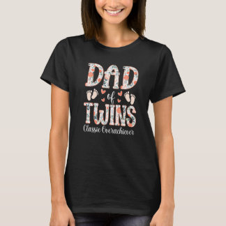 T-shirt Floral Twins Père Papa Of Twins Classic Overachi