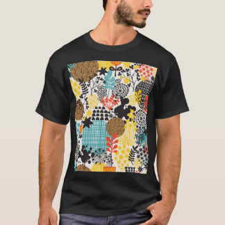 T-shirt Floral vintage : Arrière - plan d'herbe sans joint