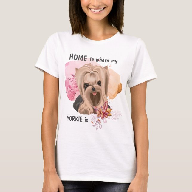 T-shirt Floral Yorkie est la maison (Devant)