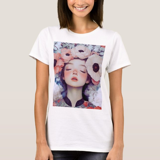 T - Shirt florale Art Portrait (Vorderseite)