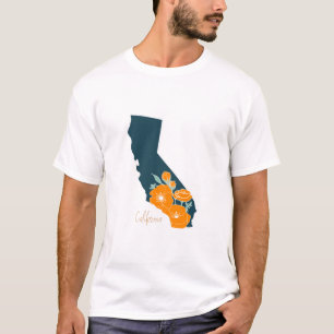 T-shirt Flore de silhouette florale de l'État de Californi