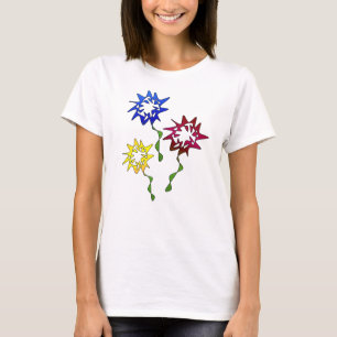 T-shirt Flore perpétuelle Art en bleu, rouge, jaune