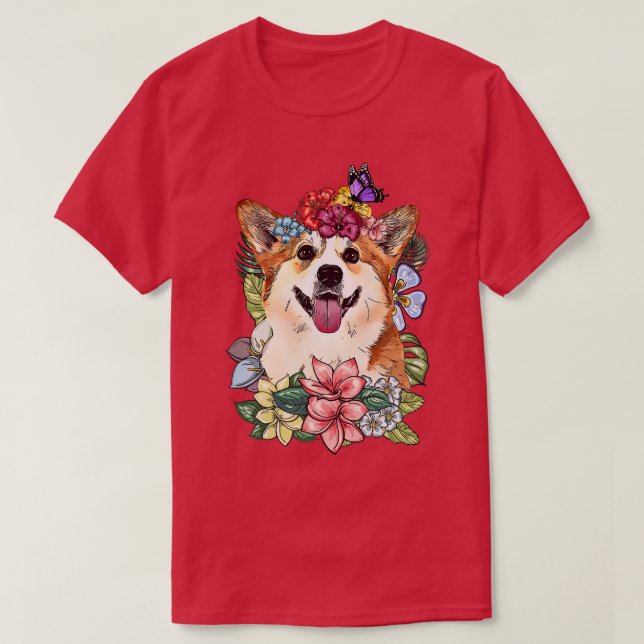 T-shirt Flore Plante de printemps de corgi263 (Design devant)