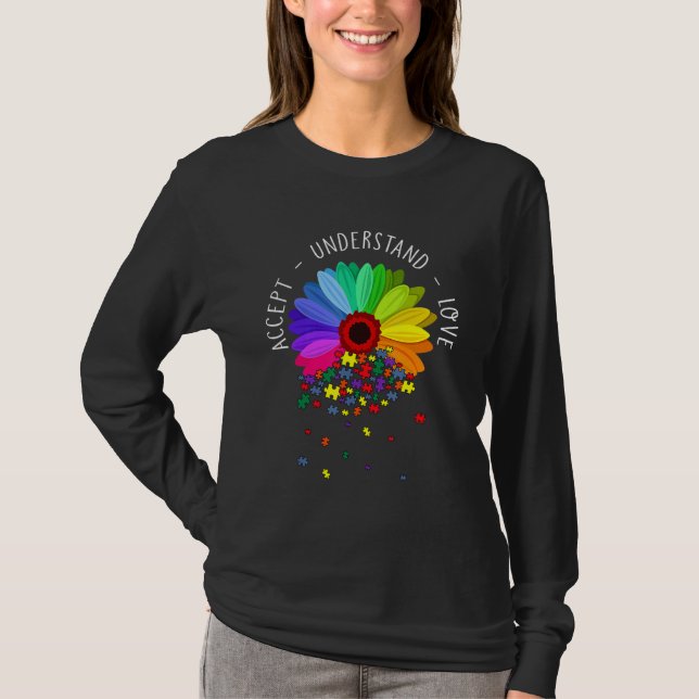 T-shirt Flore Sensibilisation sur l'autisme Fleur margueus (Devant)