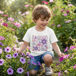 T-shirt Flore Vibrante Motif Floral Purple Rose Fleurs Ble