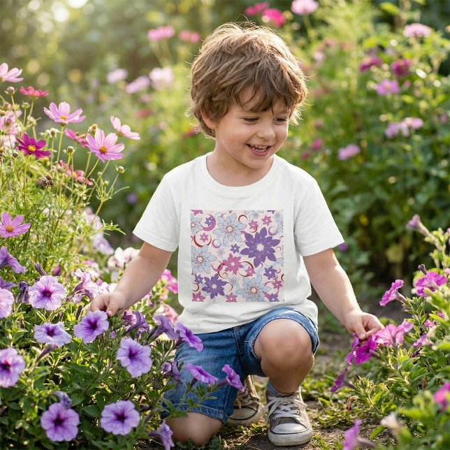 T-shirt Flore Vibrante Motif Floral Purple Rose Fleurs Ble (Créateur téléchargé)